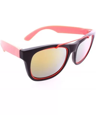 Retro Wayfarer Neon Rubber Outline Sunglasses - Orange - CS12HSCR8TZ $15.74 Wayfarer