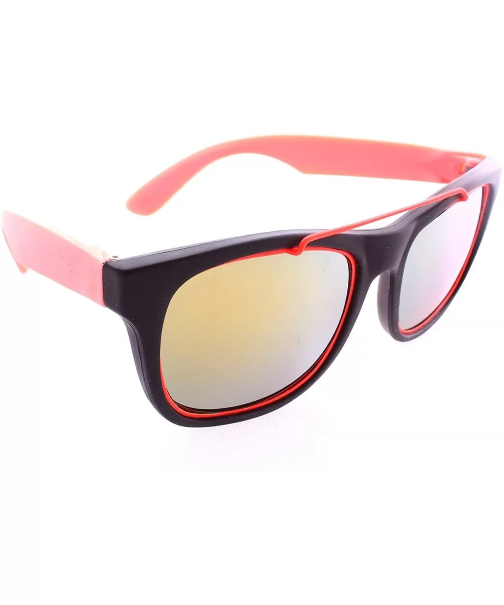 Retro Wayfarer Neon Rubber Outline Sunglasses - Orange - CS12HSCR8TZ $15.74 Wayfarer