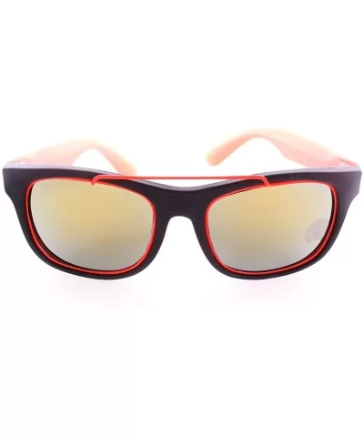 Retro Wayfarer Neon Rubber Outline Sunglasses - Orange - CS12HSCR8TZ $15.74 Wayfarer