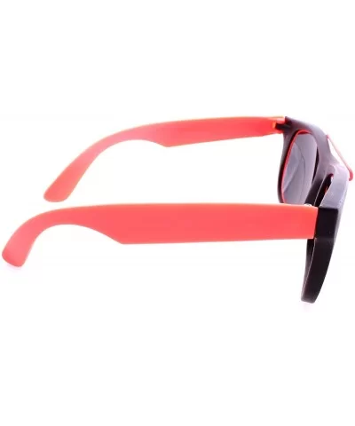 Retro Wayfarer Neon Rubber Outline Sunglasses - Orange - CS12HSCR8TZ $15.74 Wayfarer