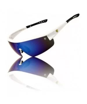 Lightweight Rimless Curved One Piece Shield Lens Sports Sunglasses - Blue White - CP199IKLGG4 $17.31 Shield