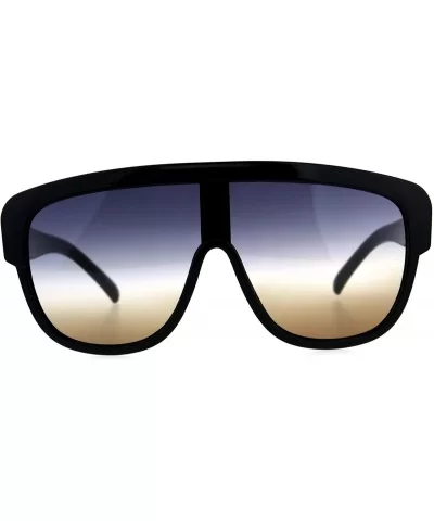 Tie Dye Oceanic Lens Flat Top Robotic Racer Plastic Sunglasses - Black Clear Brown - CJ18C9I026R $7.75 Sport