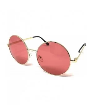 XL Oversize Metal Round Hippie Sunglasses - Gold- Dark Pink - C418Q24II6X $6.84 Round