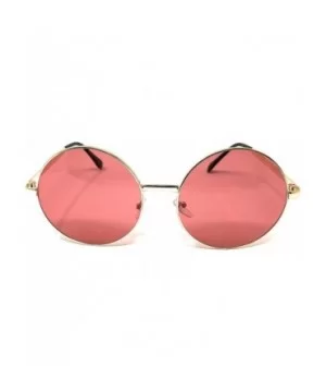 XL Oversize Metal Round Hippie Sunglasses - Gold- Dark Pink - C418Q24II6X $6.84 Round