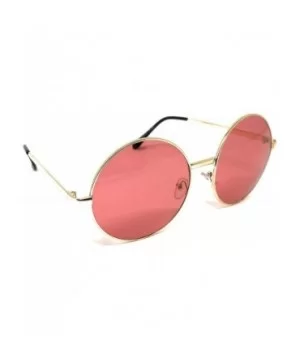 XL Oversize Metal Round Hippie Sunglasses - Gold- Dark Pink - C418Q24II6X $6.84 Round