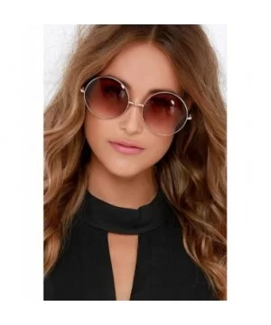 XL Oversize Metal Round Hippie Sunglasses - Gold- Dark Pink - C418Q24II6X $6.84 Round