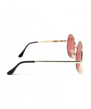 XL Oversize Metal Round Hippie Sunglasses - Gold- Dark Pink - C418Q24II6X $6.84 Round