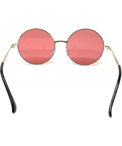 XL Oversize Metal Round Hippie Sunglasses - Gold- Dark Pink - C418Q24II6X $6.84 Round