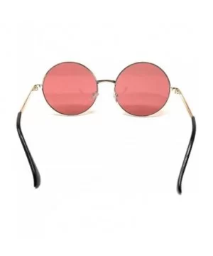 XL Oversize Metal Round Hippie Sunglasses - Gold- Dark Pink - C418Q24II6X $6.84 Round