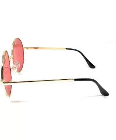 XL Oversize Metal Round Hippie Sunglasses - Gold- Dark Pink - C418Q24II6X $6.84 Round