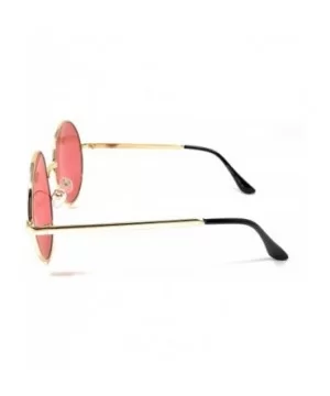 XL Oversize Metal Round Hippie Sunglasses - Gold- Dark Pink - C418Q24II6X $6.84 Round