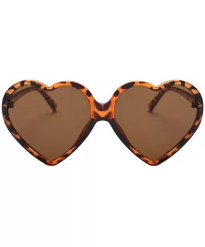 Women Fashion Unisex Heart-Shaped Shades Sunglasses Integrated UV Glasses (Brown) - Brown - CP18EK46Q60 $4.21 Sport