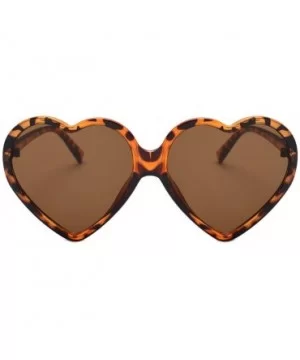 Women Fashion Unisex Heart-Shaped Shades Sunglasses Integrated UV Glasses (Brown) - Brown - CP18EK46Q60 $4.21 Sport