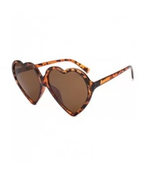 Women Fashion Unisex Heart-Shaped Shades Sunglasses Integrated UV Glasses (Brown) - Brown - CP18EK46Q60 $4.21 Sport