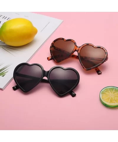 Women Fashion Unisex Heart-Shaped Shades Sunglasses Integrated UV Glasses (Brown) - Brown - CP18EK46Q60 $4.21 Sport