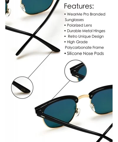 Classic Half Frame Polarized Semi-Rimless Rimmed Sunglasses - Tortoise / Mirror Green - CG12EF9TS1F $12.82 Wayfarer