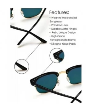 Classic Half Frame Polarized Semi-Rimless Rimmed Sunglasses - Tortoise / Mirror Green - CG12EF9TS1F $12.82 Wayfarer