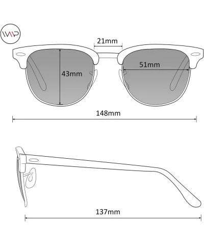 Classic Half Frame Polarized Semi-Rimless Rimmed Sunglasses - Tortoise / Mirror Green - CG12EF9TS1F $12.82 Wayfarer