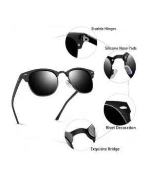 Semi Rimless Polarized Sunglasses for Women Men- Unisex Sunglasses with Half Frame - Matte Black - CL18R494MXL $11.26 Round