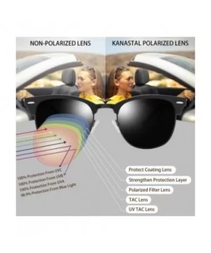 Semi Rimless Polarized Sunglasses for Women Men- Unisex Sunglasses with Half Frame - Matte Black - CL18R494MXL $11.26 Round