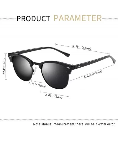 Semi Rimless Polarized Sunglasses for Women Men- Unisex Sunglasses with Half Frame - Matte Black - CL18R494MXL $11.26 Round