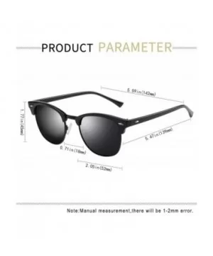 Semi Rimless Polarized Sunglasses for Women Men- Unisex Sunglasses with Half Frame - Matte Black - CL18R494MXL $11.26 Round