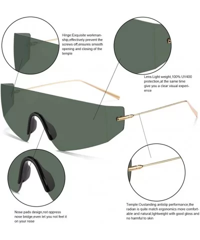 Unique Shield Irregular Thin Temple Sunglasses Flat Rimless One Piece Eyewear For Women Men - C118AI7RXHU $12.90 Rimless