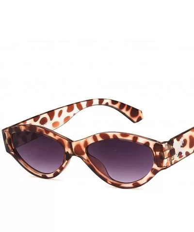 Unisex Sunglasses Retro Bright Black Grey Drive Holiday Oval Non-Polarized UV400 - Leopard Grey - CF18RLIYAK8 $6.63 Oval