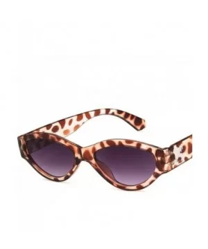 Unisex Sunglasses Retro Bright Black Grey Drive Holiday Oval Non-Polarized UV400 - Leopard Grey - CF18RLIYAK8 $6.63 Oval