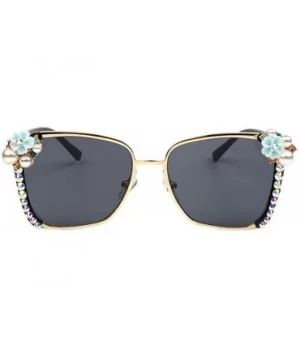 Stylish Metal Bee Decoration Sunglasses UV Protection Frame - Grey a - CU18ZYUEDE9 $10.96 Round