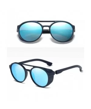 Round Mirrored Sunglasses For Men Shield Men Sun Glasses Polarized - Blue Mirror - CP18M4NOD03 $6.11 Shield