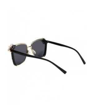 Stylish Metal Bee Decoration Sunglasses UV Protection Frame - Grey a - CU18ZYUEDE9 $10.96 Round