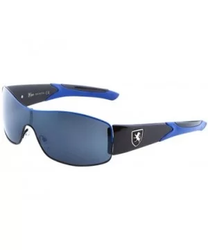 Wide One Piece Curved Shield Lens Color Temple Sunglasses - Blue - C2199DTCQ2A $14.57 Shield