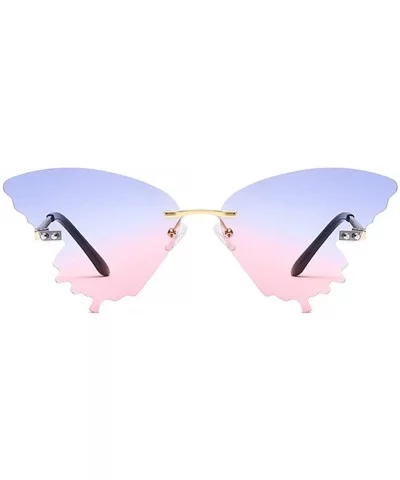 Butterfly Shaped Rimless Sunglasses One Piece Gradient Transparent Candy Color Frameless Glasses Tinted Eyewear - CB1906EDC7Q...