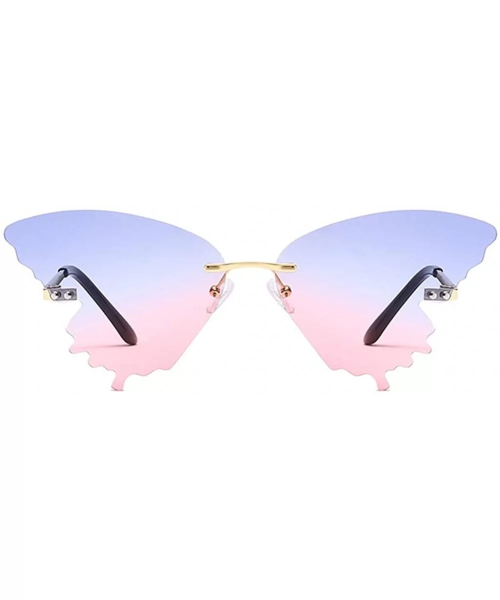 Butterfly Shaped Rimless Sunglasses One Piece Gradient Transparent Candy Color Frameless Glasses Tinted Eyewear - CB1906EDC7Q...