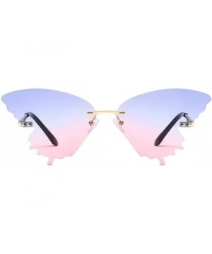 Butterfly Shaped Rimless Sunglasses One Piece Gradient Transparent Candy Color Frameless Glasses Tinted Eyewear - CB1906EDC7Q...