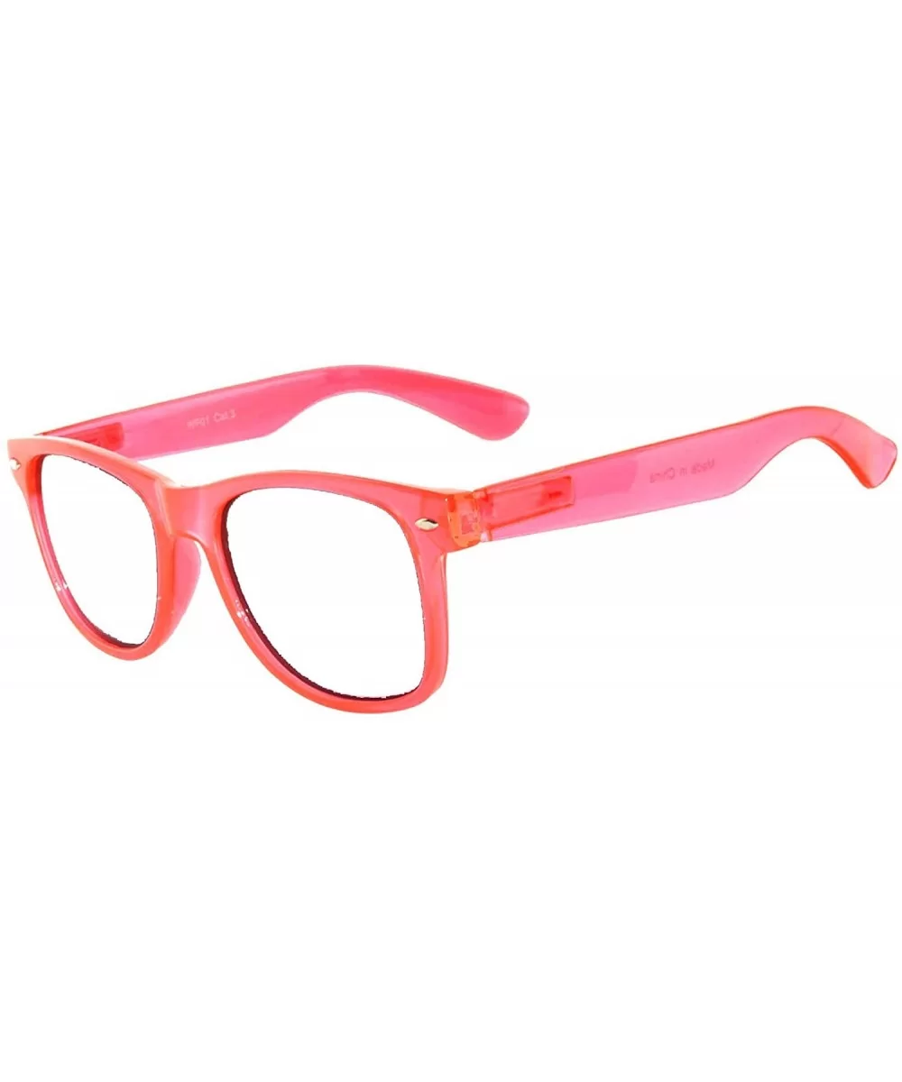 Clear Retro 80's Vintage Sunglasses Colored Frame - Glow_clear_red - CO188YL4LYW $6.12 Sport