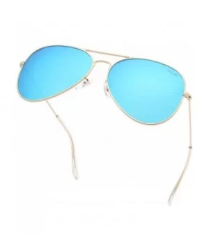 Classic Polarized Aviator Sunglasses UV Mirrored Lens Metal Retro Shades - Blue Mirrored Lens/Gold Frame - C9196N20U4Q $8.51 ...