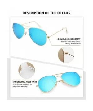 Classic Polarized Aviator Sunglasses UV Mirrored Lens Metal Retro Shades - Blue Mirrored Lens/Gold Frame - C9196N20U4Q $8.51 ...