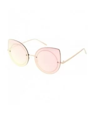 Oversize Rimless Slim Arms Mirrored Flat Lens Cat Eye Sunglasses 64mm - Gold / Pink Mirror - CG1834EUC67 $10.47 Cat Eye