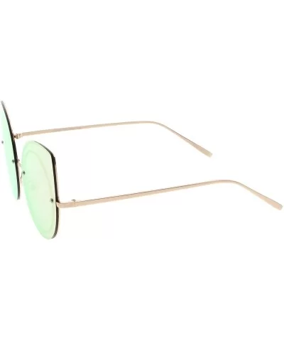 Oversize Rimless Slim Arms Mirrored Flat Lens Cat Eye Sunglasses 64mm - Gold / Pink Mirror - CG1834EUC67 $10.47 Cat Eye