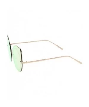 Oversize Rimless Slim Arms Mirrored Flat Lens Cat Eye Sunglasses 64mm - Gold / Pink Mirror - CG1834EUC67 $10.47 Cat Eye