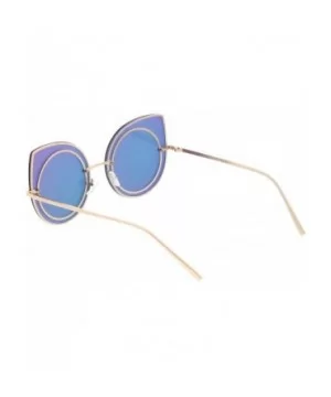 Oversize Rimless Slim Arms Mirrored Flat Lens Cat Eye Sunglasses 64mm - Gold / Pink Mirror - CG1834EUC67 $10.47 Cat Eye