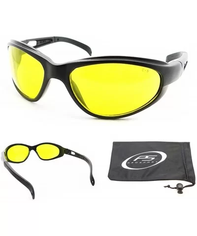 ANSI Z87.1 Yellow Safety Glasses - Jet Black - CU11F9PW80N $10.38 Oval