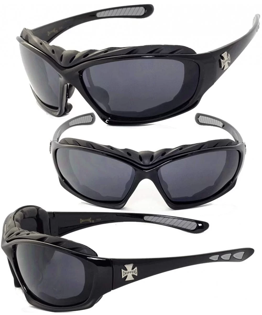 Mens Motorcycle Padded Goggles Sunglasses CH4873 - Several Colors Available! - Black - Grey - C911CTWC0CF $6.95 Goggle