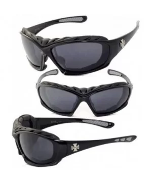 Mens Motorcycle Padded Goggles Sunglasses CH4873 - Several Colors Available! - Black - Grey - C911CTWC0CF $6.95 Goggle