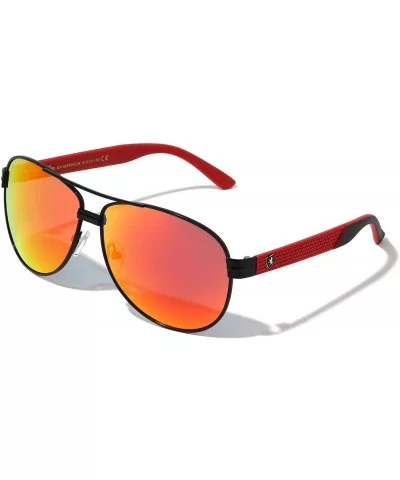 Color Mirror Texture Temple Classic Aviator Sunglasses - Red Black - CC19998052L $13.34 Aviator