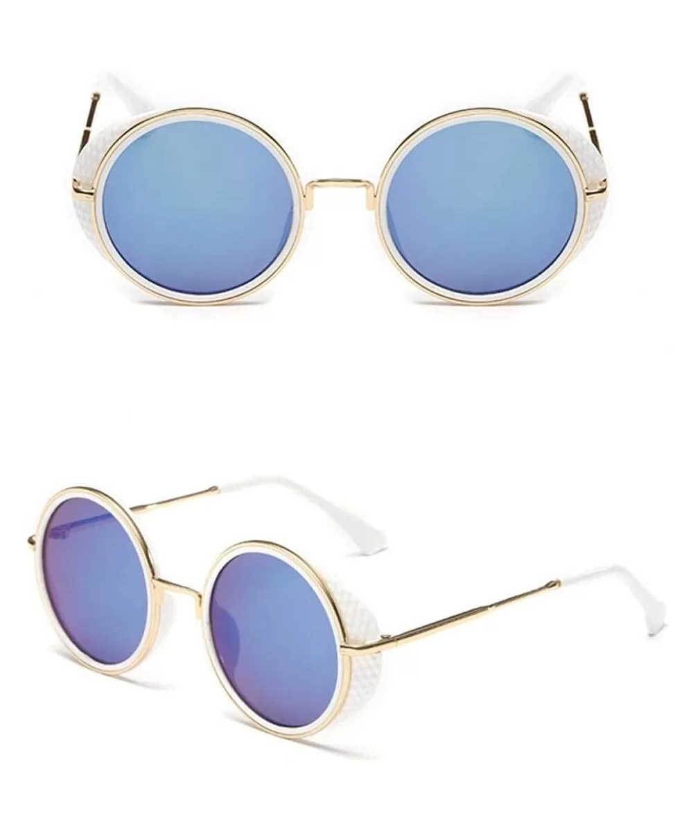 2019 New Steampunk Sunglasses Women Brand Designer Oversized Outdoor Black Gray - White Blue - C718XAL8GY8 $7.99 Aviator