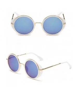 2019 New Steampunk Sunglasses Women Brand Designer Oversized Outdoor Black Gray - White Blue - C718XAL8GY8 $7.99 Aviator