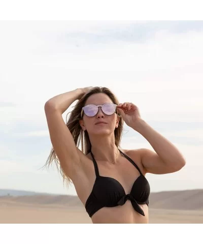 Bamboo Wooden Sunglasses for Women - Flat Retro Rimless Wood Sunglasses - Gray - CC18WQM7RTE $11.27 Rimless